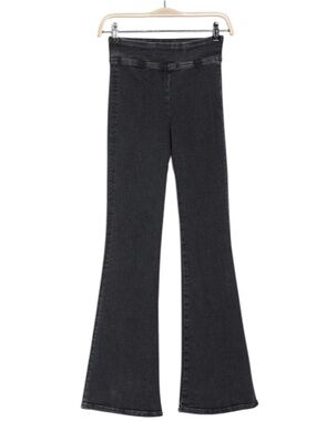 Frame jet set flare high rise black stretch pull on denim jeans Anthropologie